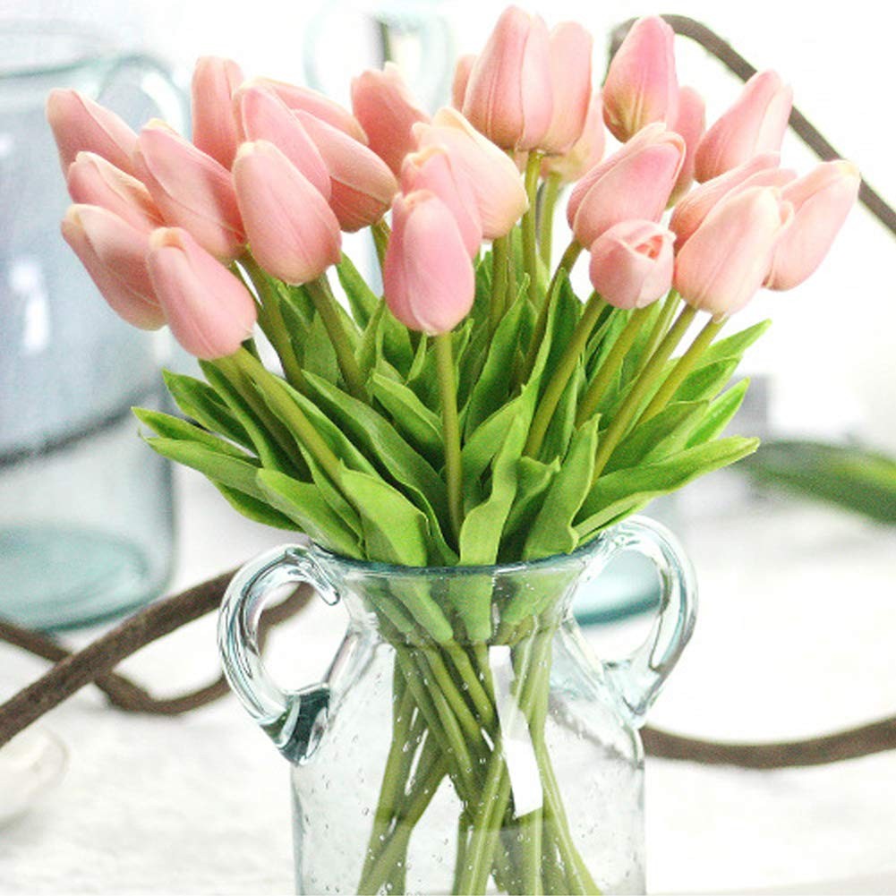 Artificial Flowers Real Touch Mini PU Tulips Bouquet Fake Tulips Flowers Arra...