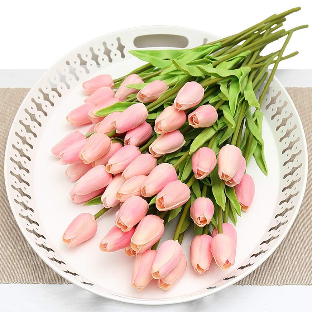 Artificial Flowers Real Touch Mini PU Tulips Bouquet Fake Tulips Flowers Arra...