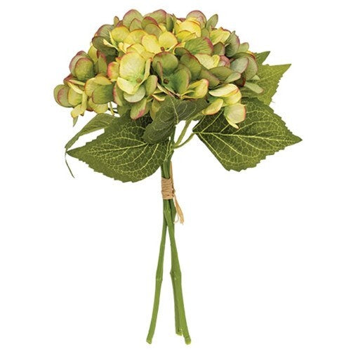 New Primitive GREEN PINK HYDRANGEA STEM Farmhouse Cottage Chic French 11.5"T